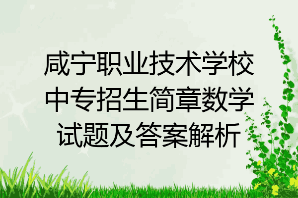 咸宁职业技术学校中专招生简章数学试题及答案解析