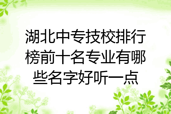 湖北中专技校排行榜前十名专业有哪些名字好听一点