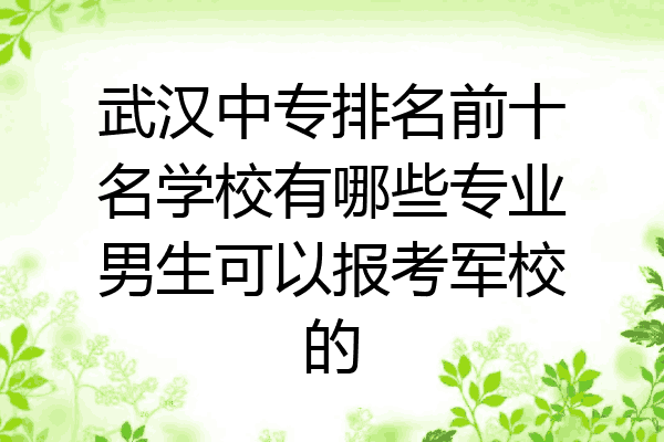 武汉中专排名前十名学校有哪些专业男生可以报考军校的