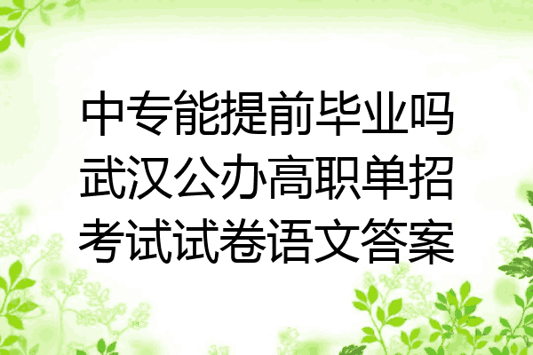 中专能提前毕业吗武汉公办高职单招考试试卷语文答案