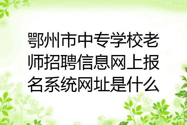 鄂州市中专学校老师招聘信息网上报名系统网址是什么