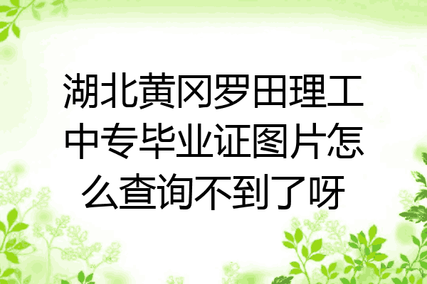 湖北黄冈罗田理工中专毕业证图片怎么查询不到了呀