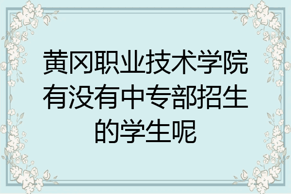 黄冈职业技术学院有没有中专部招生的学生呢