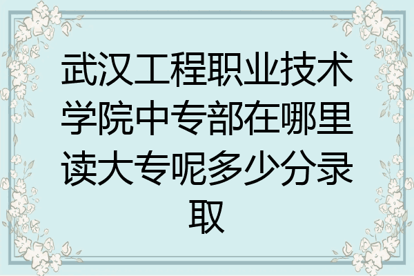 武汉工程职业技术学院中专部在哪里读大专呢多少分录取