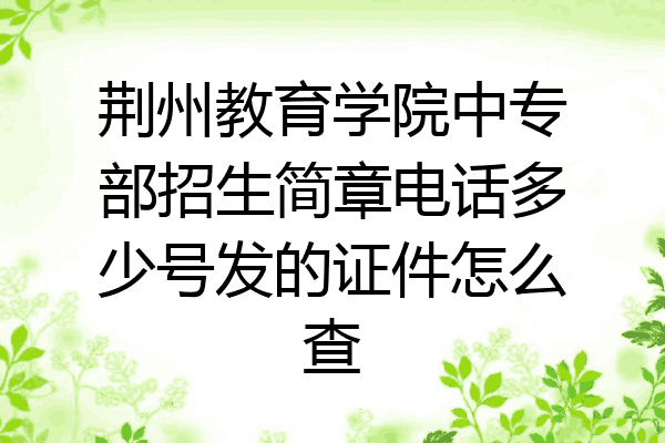 荆州教育学院中专部招生简章电话多少号发的证件怎么查