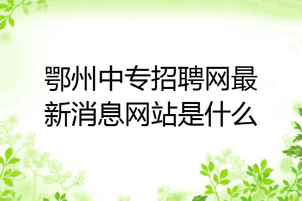 鄂州中专招聘网最新消息网站是什么