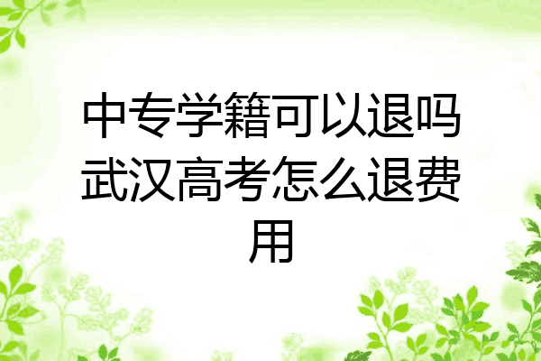 中专学籍可以退吗武汉高考怎么退费用