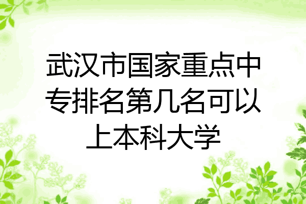 武汉市国家重点中专排名第几名可以上本科大学