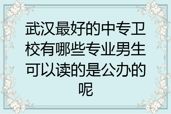 武汉最好的中专卫校有哪些专业男生可以读的是公办的呢