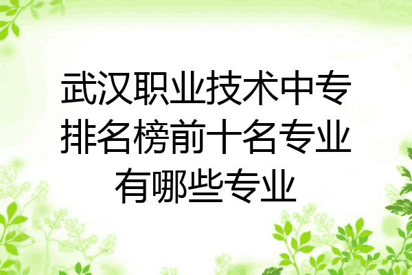 武汉职业技术中专排名榜前十名专业有哪些专业