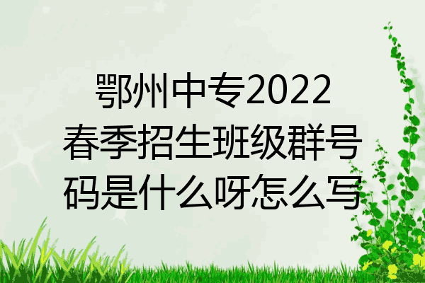 鄂州中专2022春季招生班级群号码是什么呀怎么写