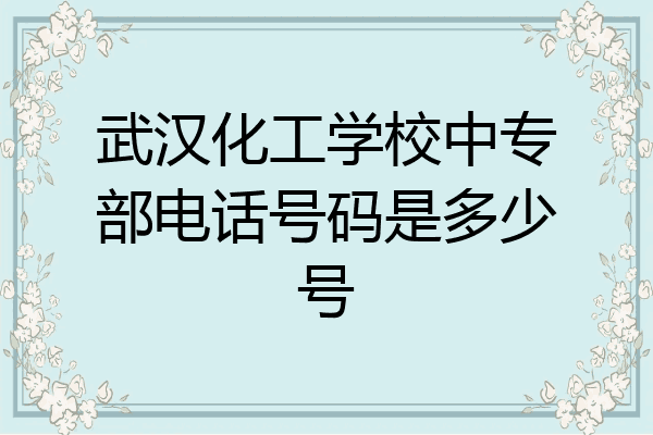 武汉化工学校中专部电话号码是多少号
