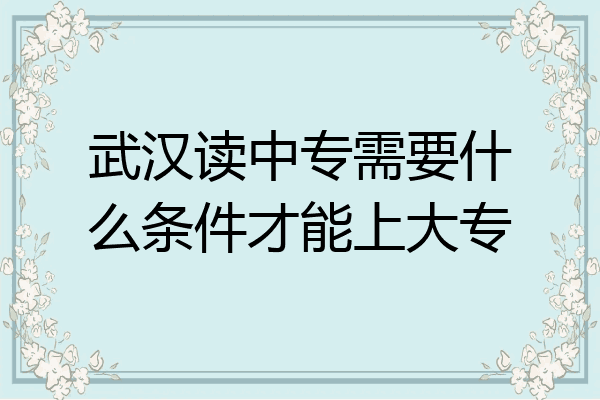 武汉读中专需要什么条件才能上大专