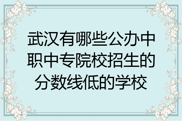 武汉有哪些公办中职中专院校招生的分数线低的学校