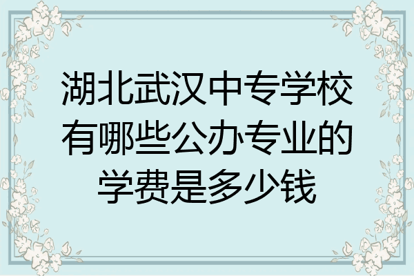 湖北武汉中专学校有哪些公办专业的学费是多少钱