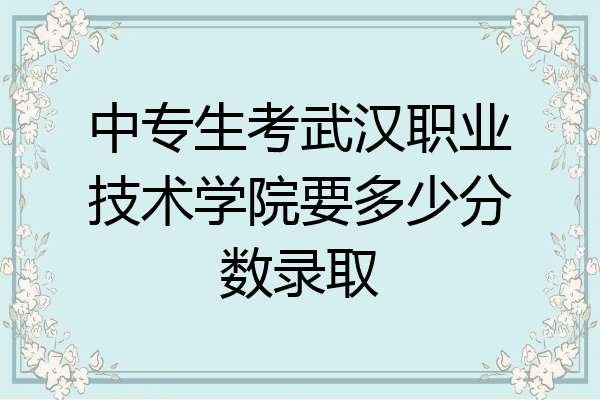 中专生考武汉职业技术学院要多少分数录取