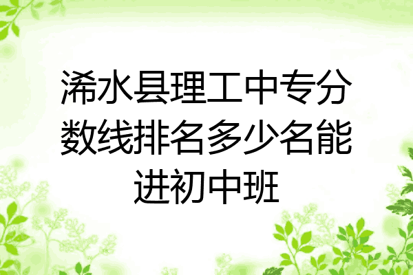 浠水县理工中专分数线排名多少名能进初中班