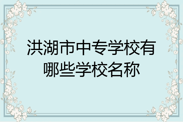 洪湖市中专学校有哪些学校名称