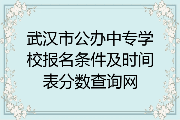 武汉市公办中专学校报名条件及时间表分数查询网