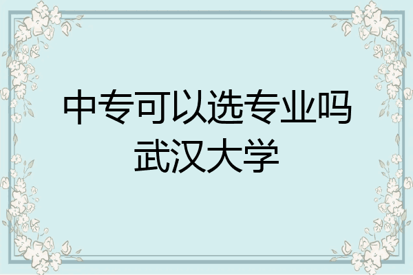 中专可以选专业吗武汉大学