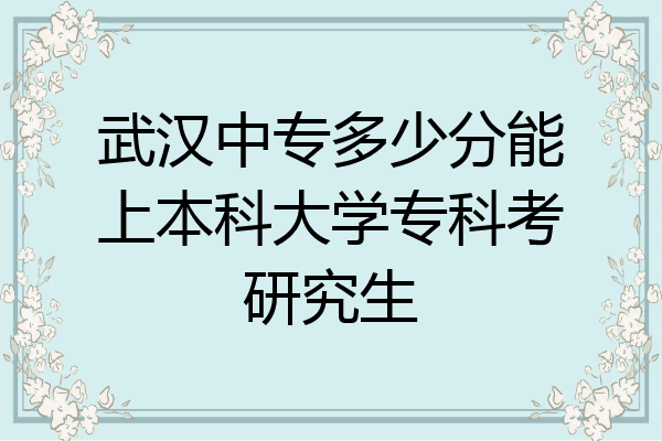 武汉中专多少分能上本科大学专科考研究生