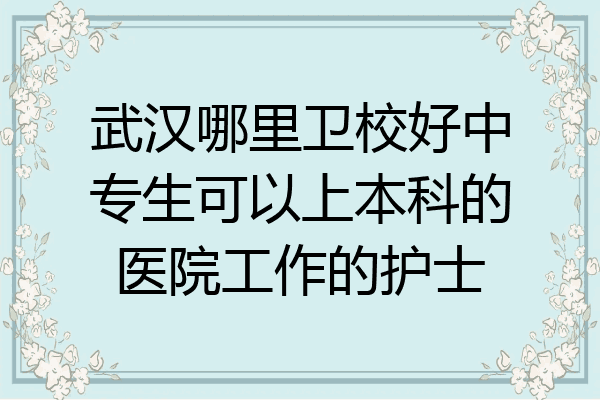武汉哪里卫校好中专生可以上本科的医院工作的护士