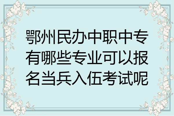 鄂州民办中职中专有哪些专业可以报名当兵入伍考试呢