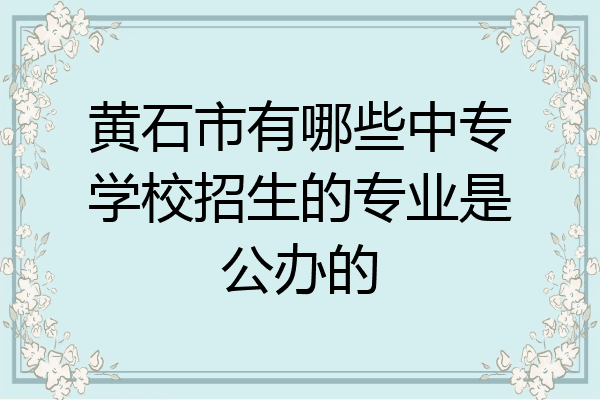 黄石市有哪些中专学校招生的专业是公办的