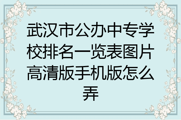 武汉市公办中专学校排名一览表图片高清版手机版怎么弄