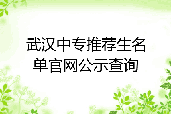 武汉中专推荐生名单官网公示查询