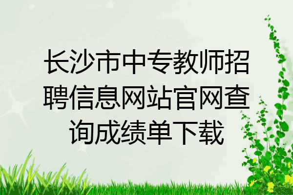 长沙市中专教师招聘信息网站官网查询成绩单下载
