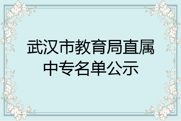 武汉市教育局直属中专名单公示
