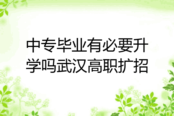 中专毕业有必要升学吗武汉高职扩招