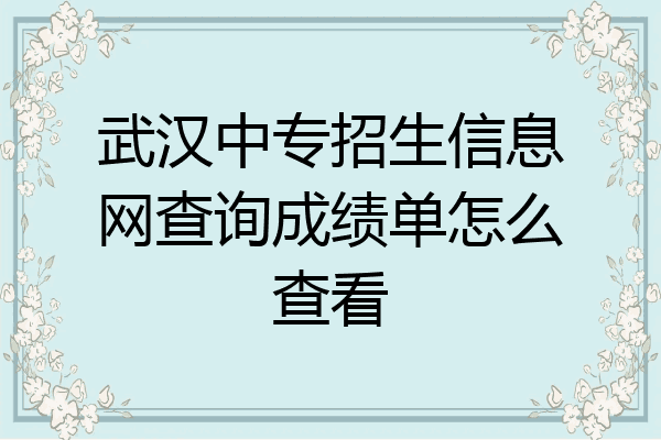 武汉中专招生信息网查询成绩单怎么查看