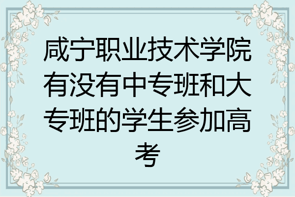咸宁职业技术学院有没有中专班和大专班的学生参加高考