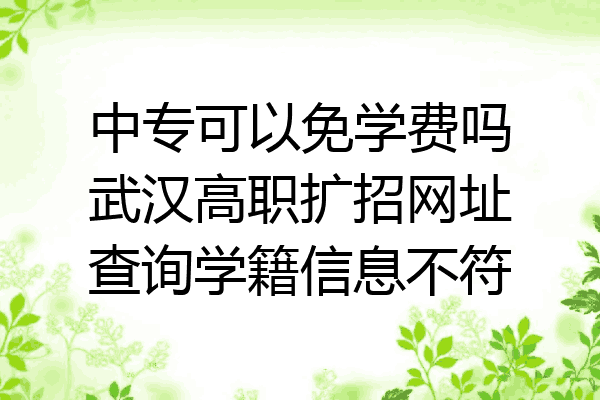 中专可以免学费吗武汉高职扩招网址查询学籍信息不符