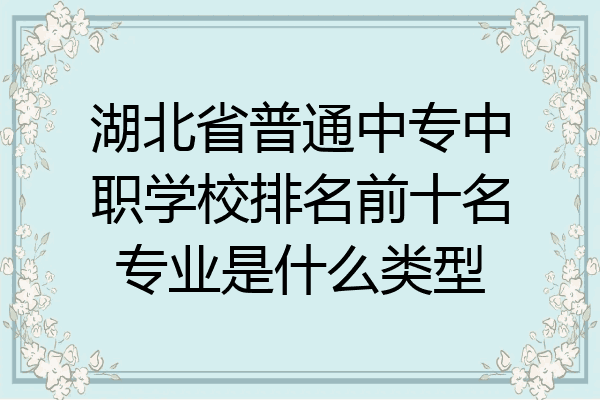 湖北省普通中专中职学校排名前十名专业是什么类型