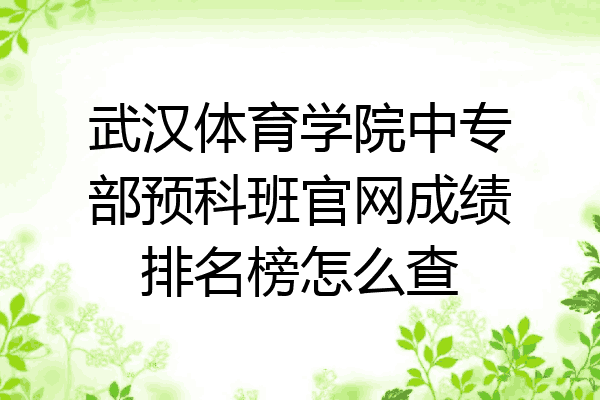 武汉体育学院中专部预科班官网成绩排名榜怎么查