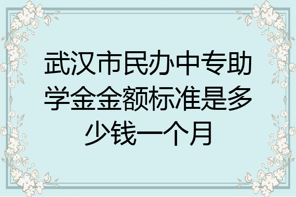 武汉市民办中专助学金金额标准是多少钱一个月