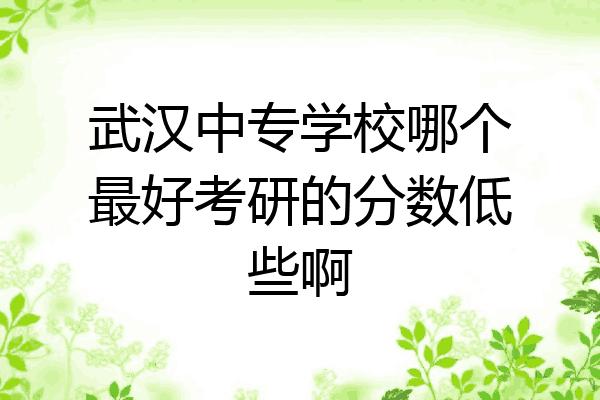 武汉中专学校哪个最好考研的分数低些啊