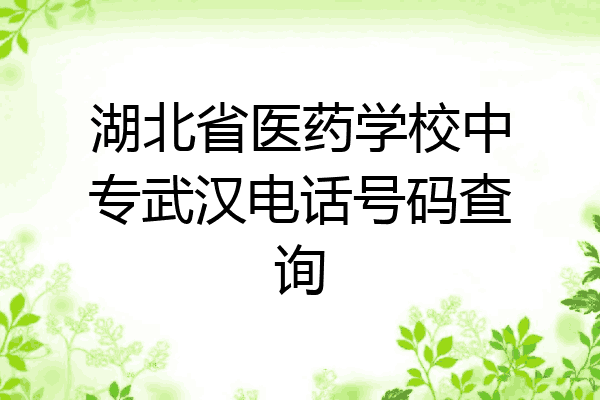 湖北省医药学校中专武汉电话号码查询