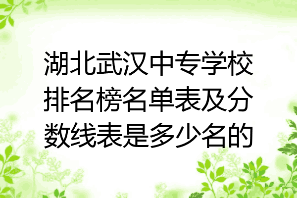 湖北武汉中专学校排名榜名单表及分数线表是多少名的