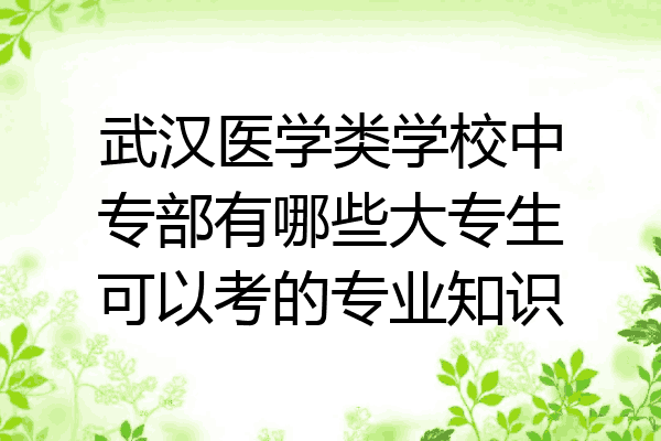 武汉医学类学校中专部有哪些大专生可以考的专业知识