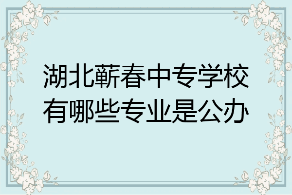湖北蕲春中专学校有哪些专业是公办