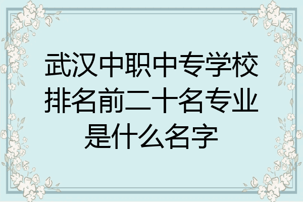 武汉中职中专学校排名前二十名专业是什么名字