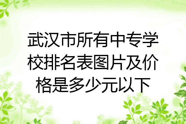 武汉市所有中专学校排名表图片及价格是多少元以下