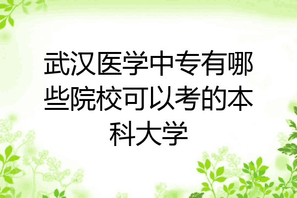 武汉医学中专有哪些院校可以考的本科大学