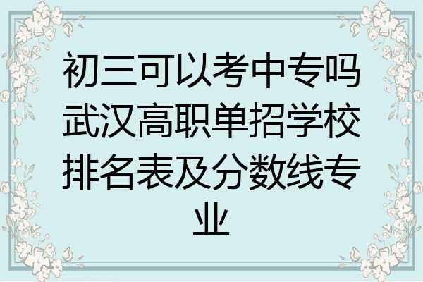 初三可以考中专吗武汉高职单招学校排名表及分数线专业
