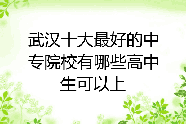 武汉十大最好的中专院校有哪些高中生可以上