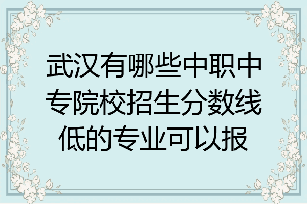 武汉有哪些中职中专院校招生分数线低的专业可以报